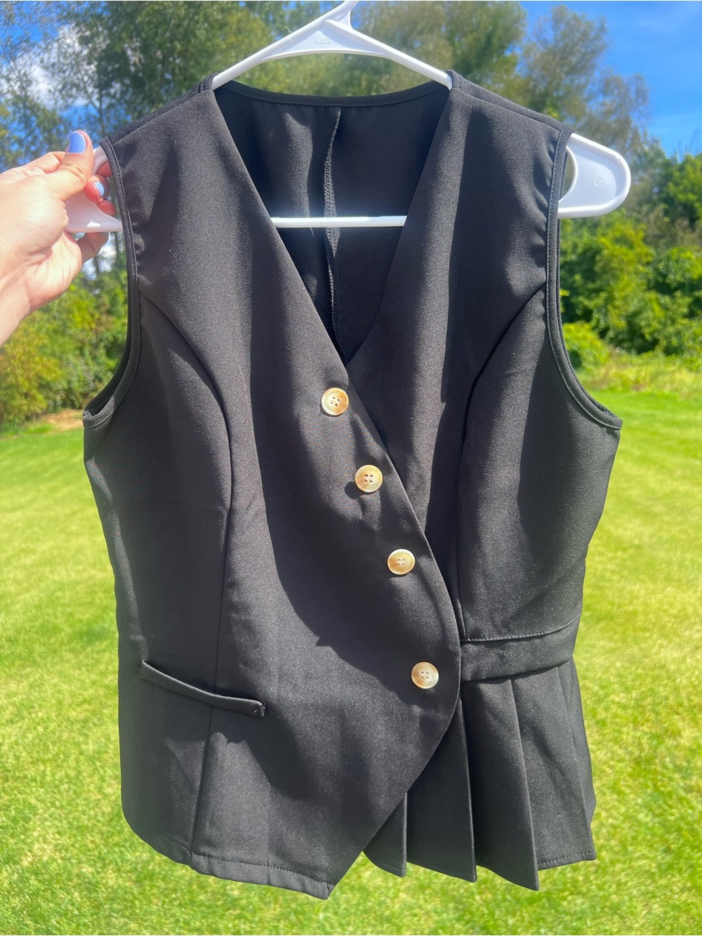 Y2K Black Asymmetrical Peplum Vest Top